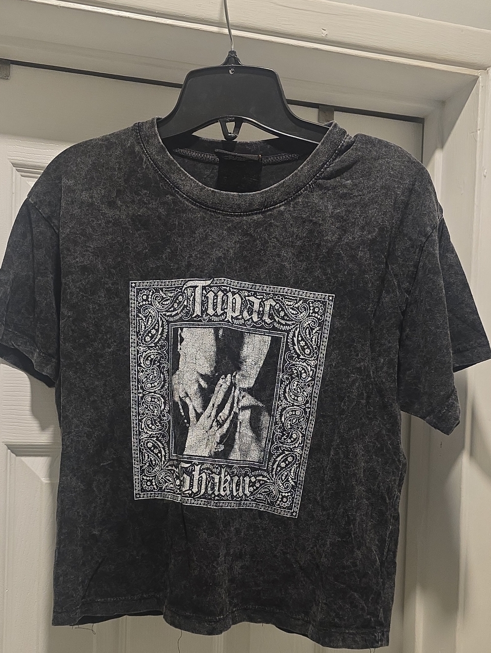 Black Mineral-Wash Tupac Graphic Tee